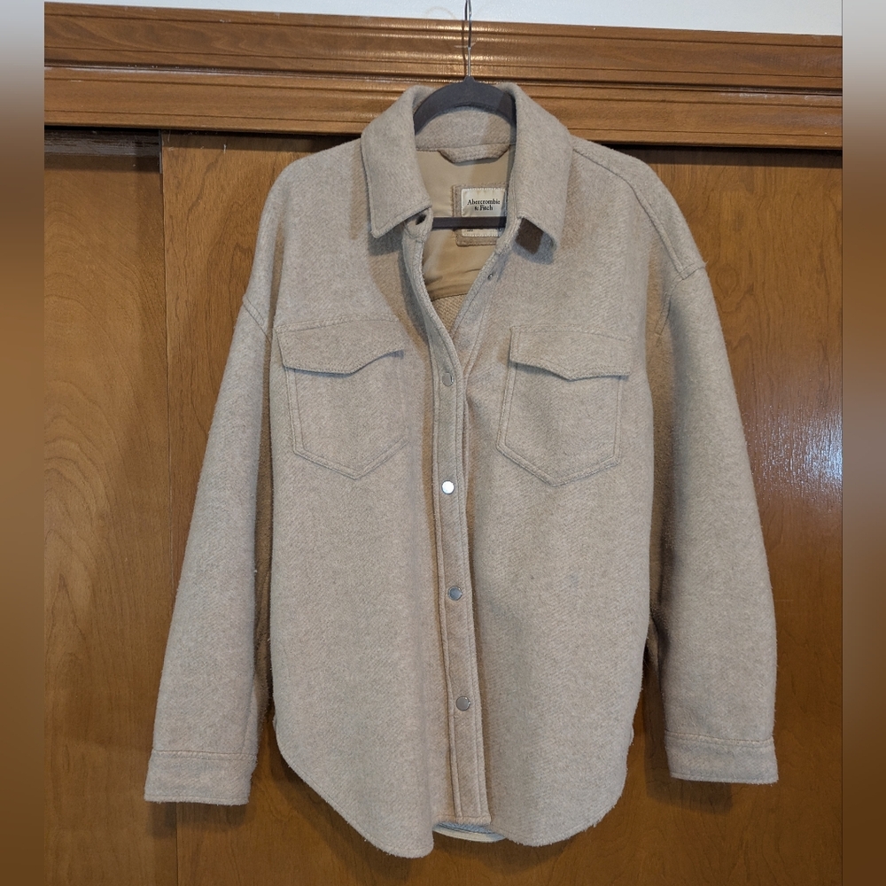Abercrombie Tan Wool Blend Shacket